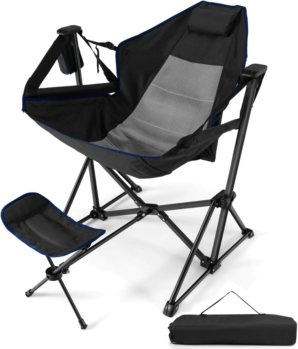 Chaise Hamac de Camping Pliante avec Repose-Pieds