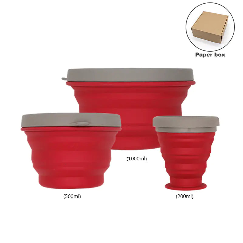 Kit de Cuisine de Camping Compact Pliable - Bouilloire, Bol et Tasse en Silicone