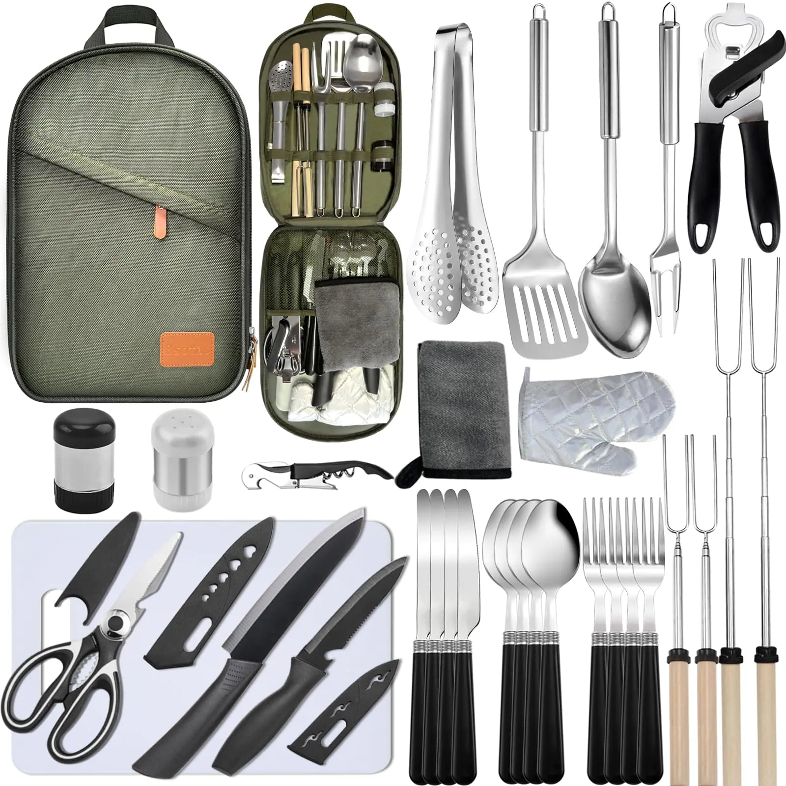 Set de Cuisine Camping 31 Pièces - Complet pour RV, Tente et BBQ