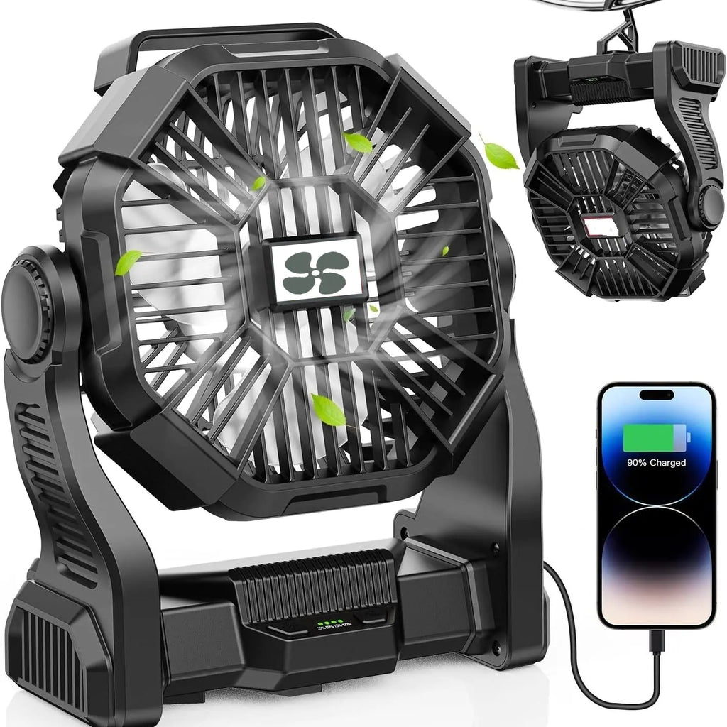Ventilateur de Camping Rechargeable et Portable - Silencieux 4 Vitesses