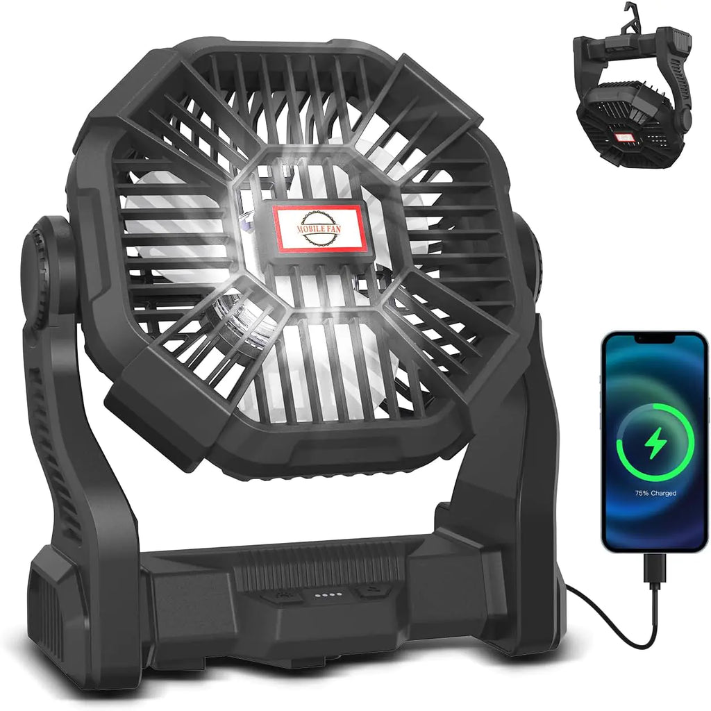 Ventilateur de Camping Rechargeable et Portable - Silencieux 4 Vitesses