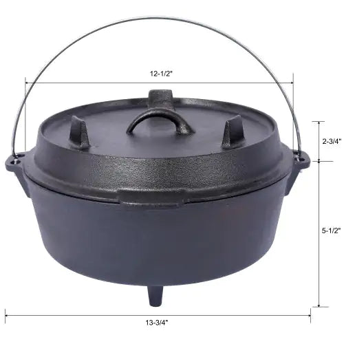 Marmite Profonde en Fonte avec Couvercle - Cuisson Feu de Camp et BBQ