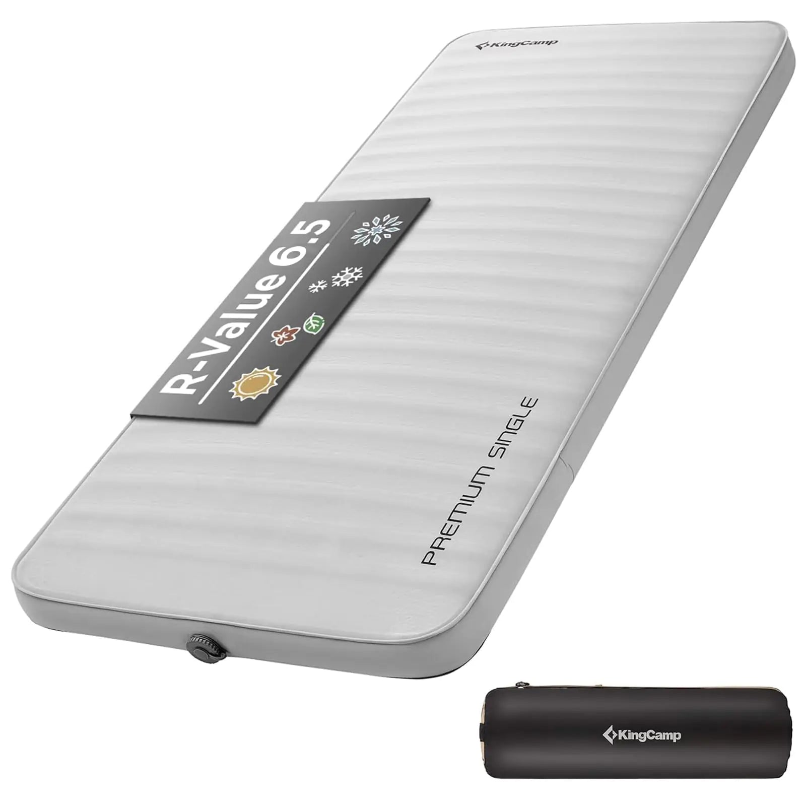 Matelas de Camping KingCamp Luxe 3D Auto-gonflant 3" - Valeur R 6.1 Toutes Saisons