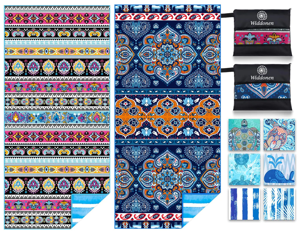 Ensemble de 2 Serviettes de Plage en Microfibre - Séchage Rapide et Anti-Sable