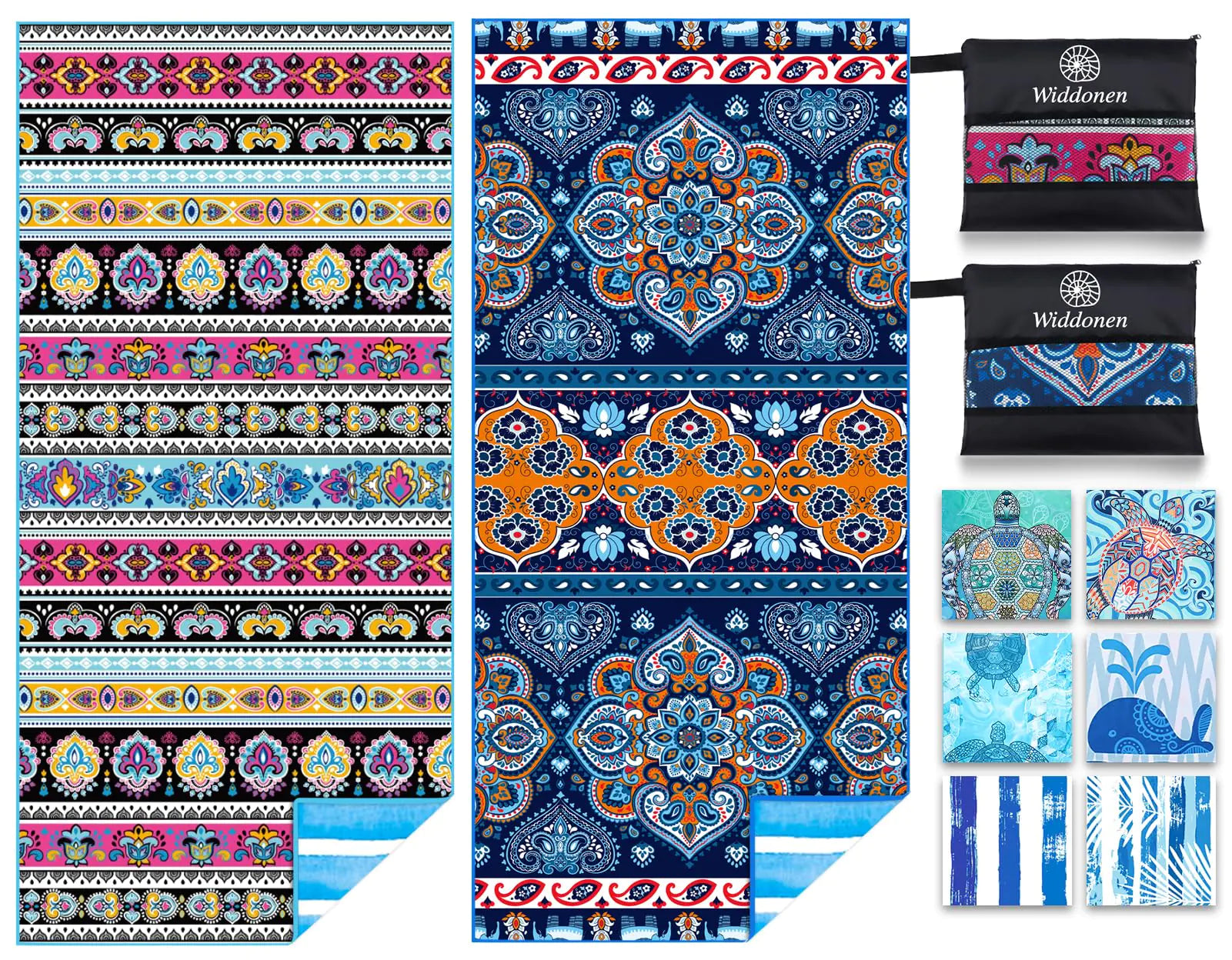 Ensemble de 2 Serviettes de Plage en Microfibre - Séchage Rapide et Anti-Sable