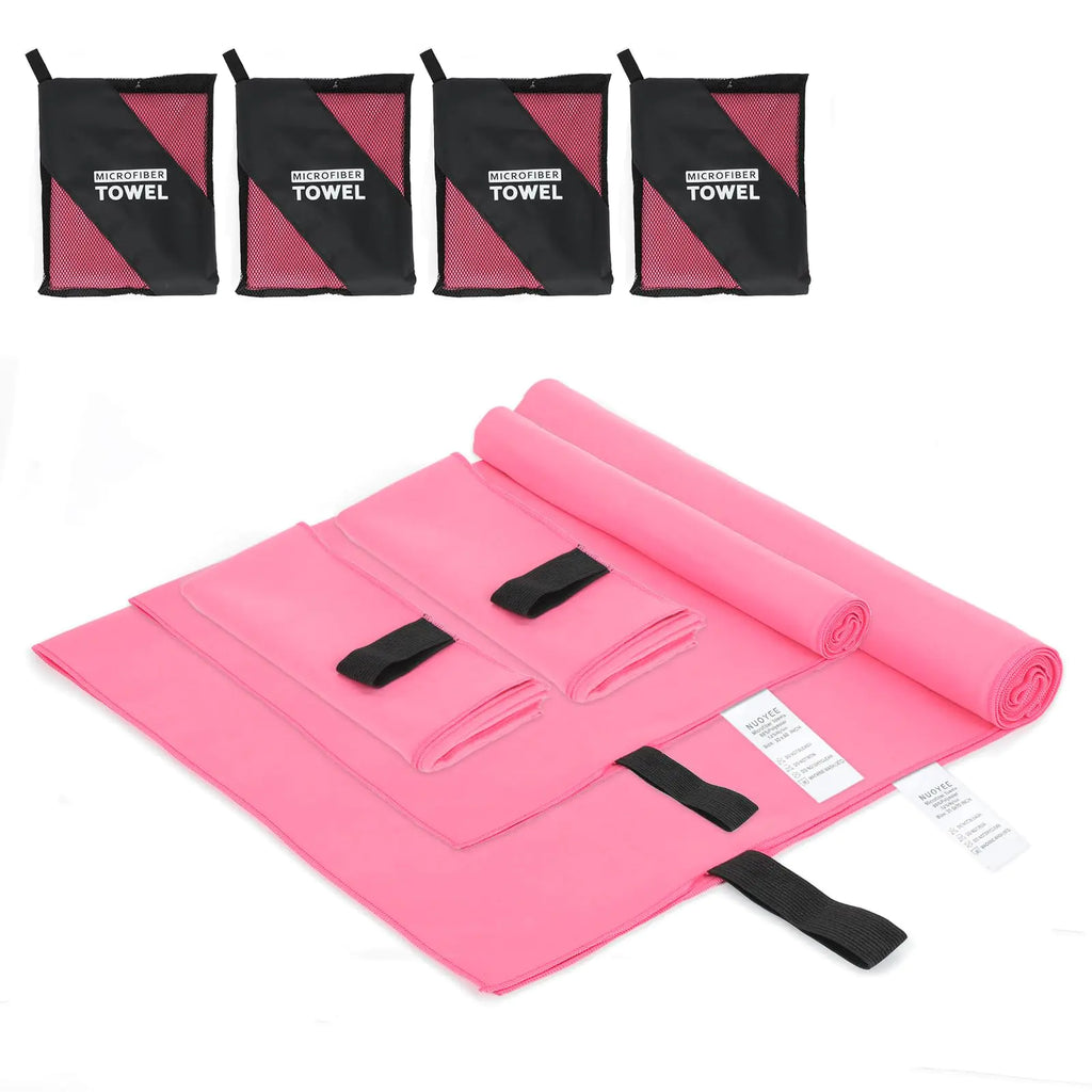 Ensemble de 4 Serviettes de Camping en Microfibre NUOYEE - Séchage Rapide et Compactes