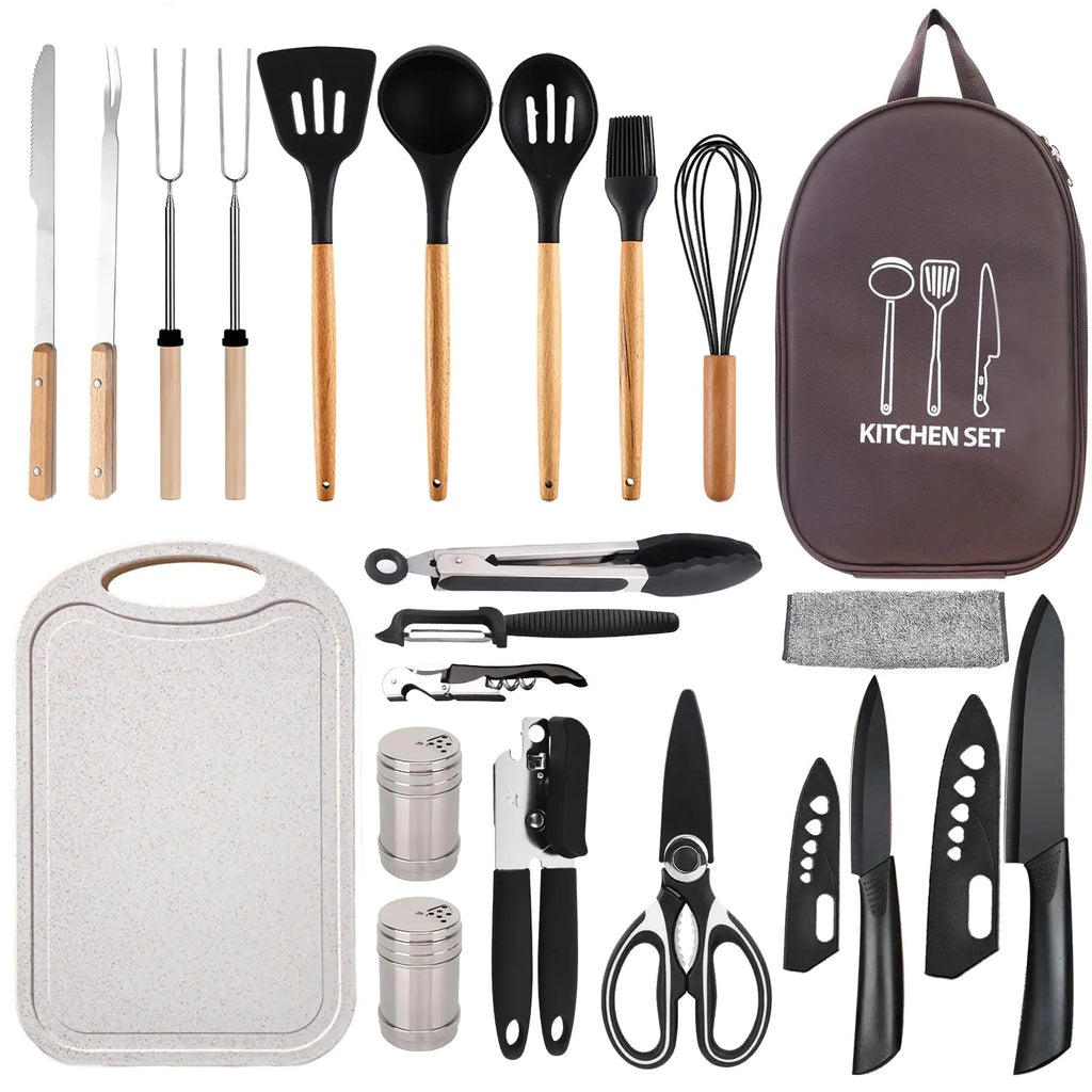 Set de Cuisine Camping Silicone Pansyling - Accessoires Essentiels avec Sac