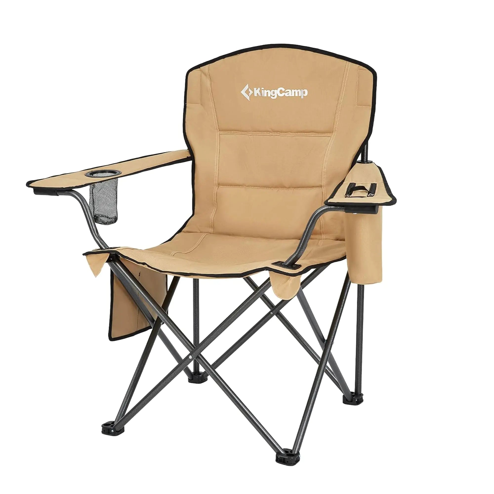 Chaise Longue Camping KingCamp Pliante Rembourrée - Porte-gobelet et Manchon Isotherme