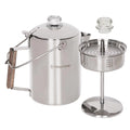 Percolateur Cafetière Camping KingCamp Acier Inoxydable 304 - 9 Tasses Poignée Bois