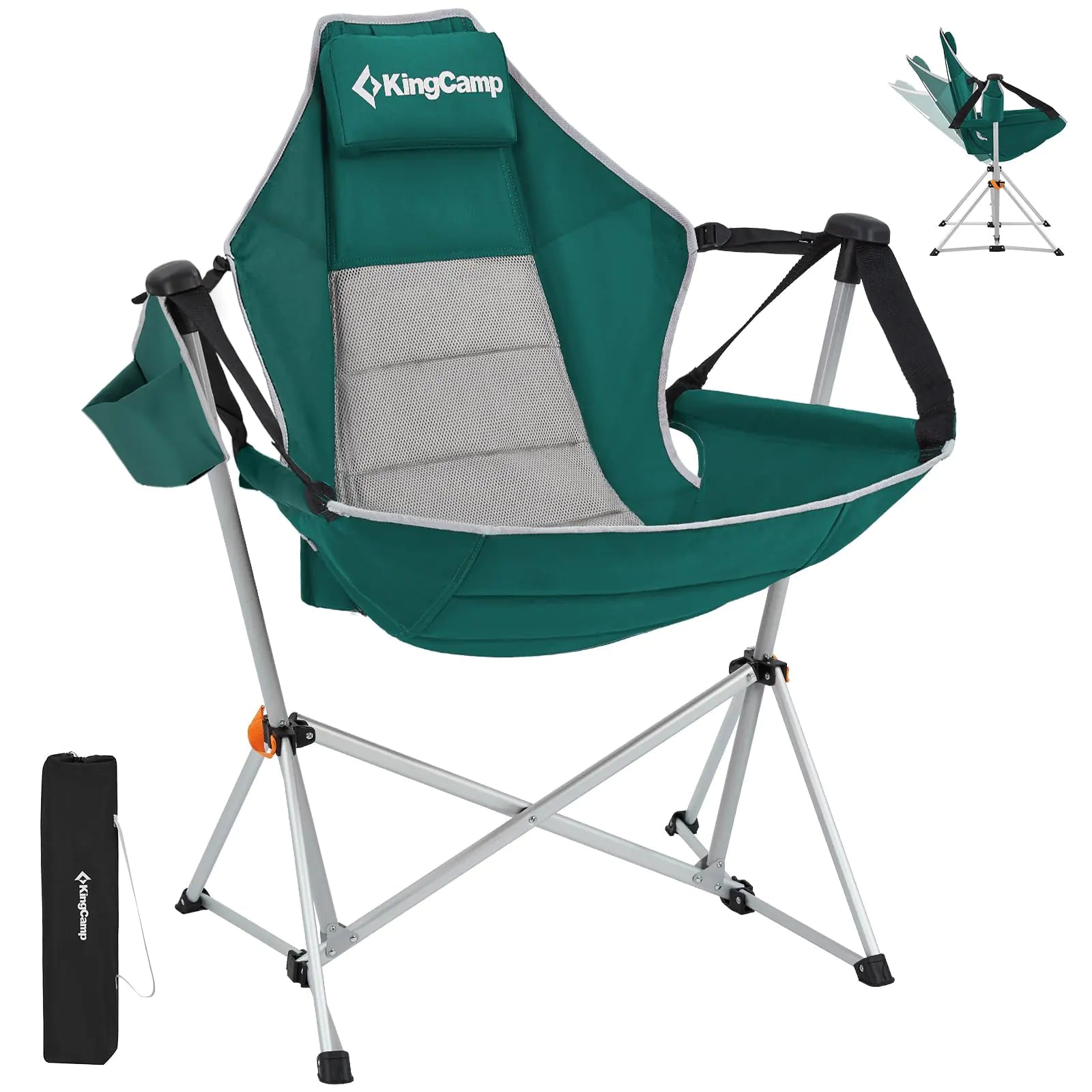 Chaise Hamac Camping KingCamp Inclinable à Bascule - Portable 120 kg avec Porte-gobelet